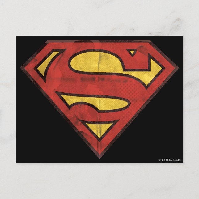 Superman S-Shield | Grunge-Logo Postkarte (Vorderseite)