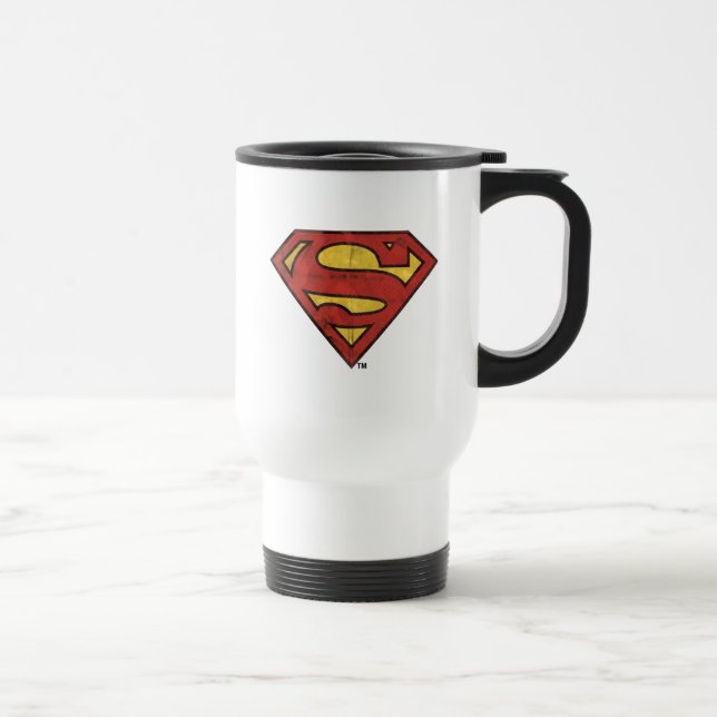 Superman S-Shield | Grunge-Logo Reisebecher (Rechts)