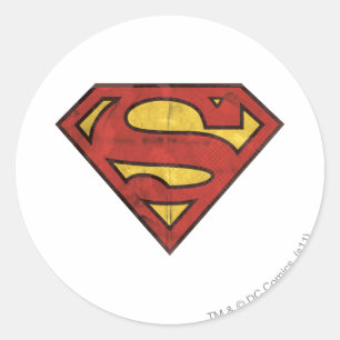 Superman S-Shield   Grunge-Logo Runder Aufkleber