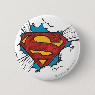 Superman S-Shield   In Clouds Logo Button