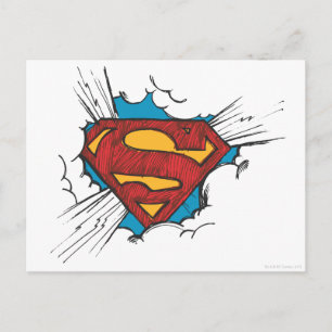 Superman S-Shield   In Clouds Logo Postkarte
