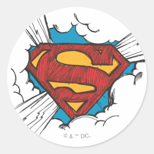 Superman S-Shield In Clouds Logo Runder Aufkleber