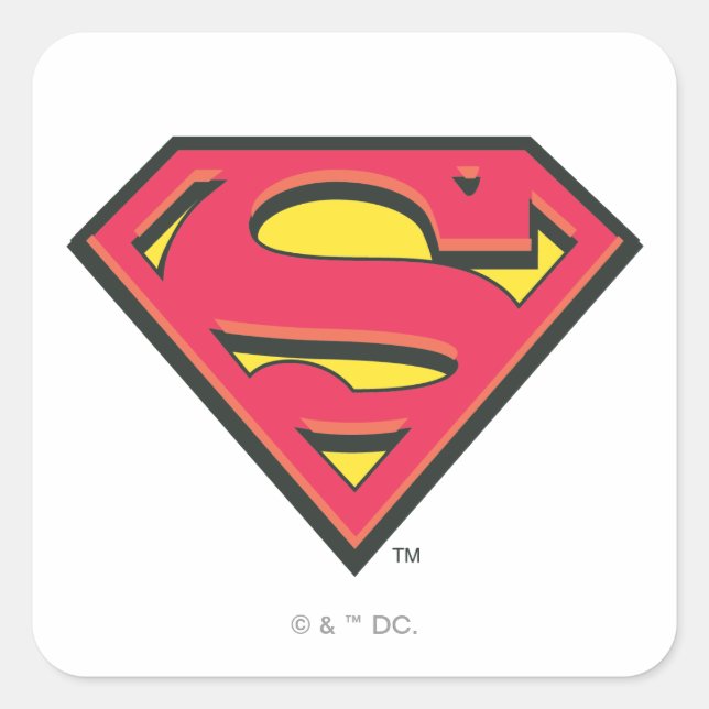 Superman S-Shield | Klassisches Logo Quadratischer Aufkleber (Vorderseite)