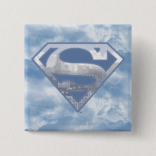Superman S-Shield   Light Blue City Logo Button