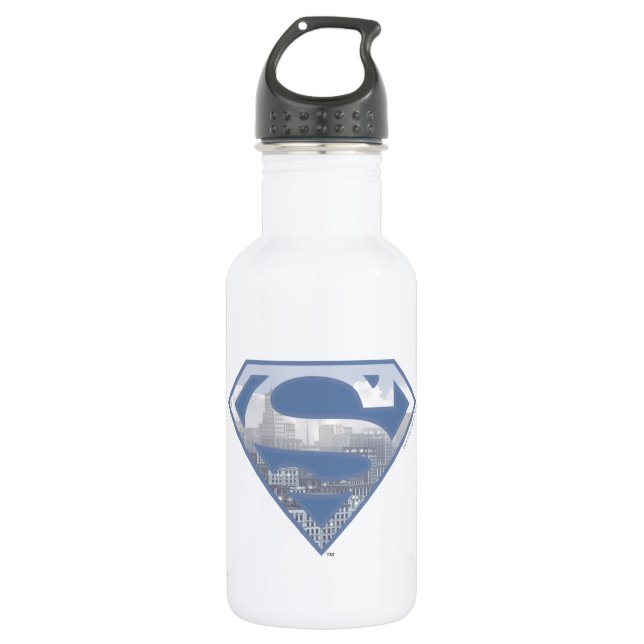Superman S-Shield | Light Blue City Logo Edelstahlflasche (Vorderseite)
