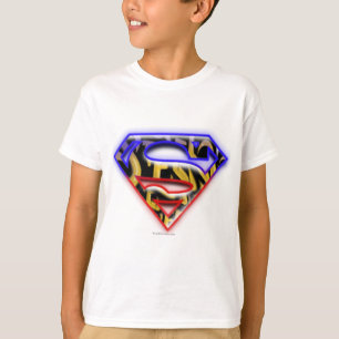 Superman S-Shield Lila-Red Graffiti-Logo T-Shirt