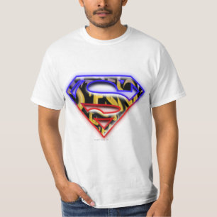 Superman S-Shield   Lila-Red Graffiti-Logo T-Shirt