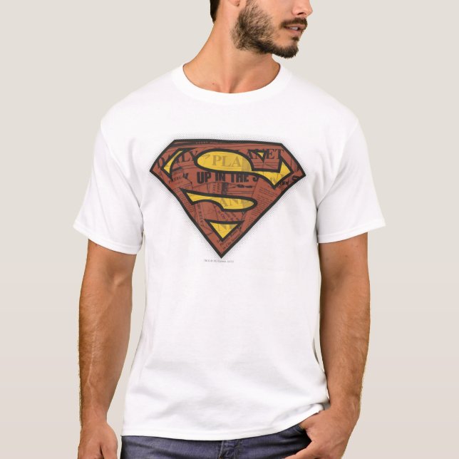 Superman S-Shield | Logo in der Zeitung T-Shirt (Vorderseite)
