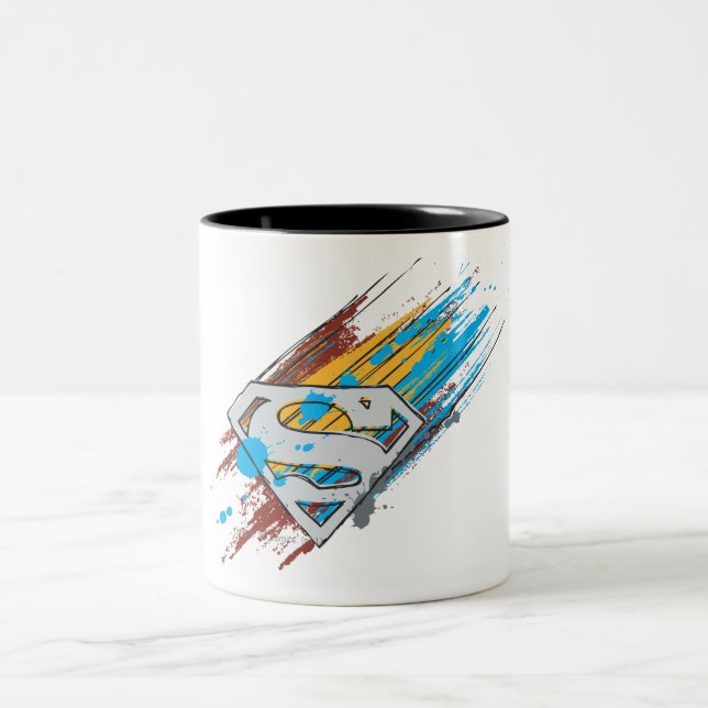 Superman S-Shield | Paint Streams Logo Zweifarbige Tasse (Mittel)