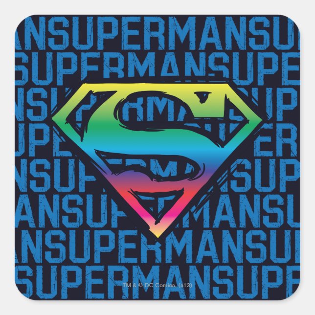 Superman S-Shield | Rainbow-Logo Quadratischer Aufkleber (Vorderseite)