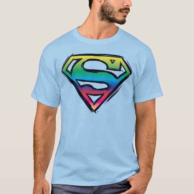 Superman S-Shield | Rainbow-Logo T-Shirt (Vorderseite)