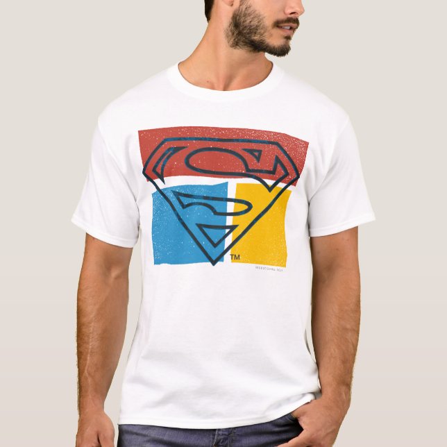 Superman S-Shield | Rot-Blau-Gelbe Blocklogos T-Shirt
