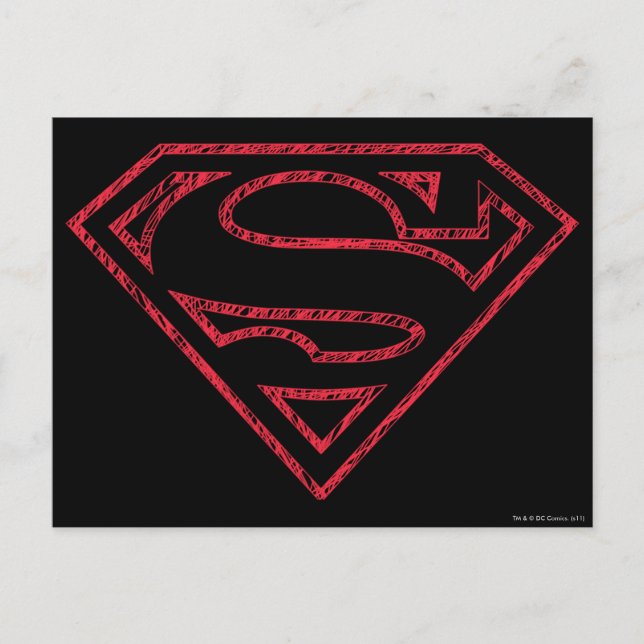 Superman S-Shield | Rote Kontur Postkarte (Vorderseite)