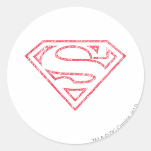 Superman S-Shield Rote Kontur Runder Aufkleber