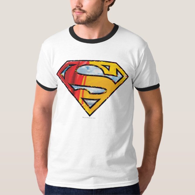 Superman S-Shield | Rote und orange Logo T-Shirt (Vorderseite)
