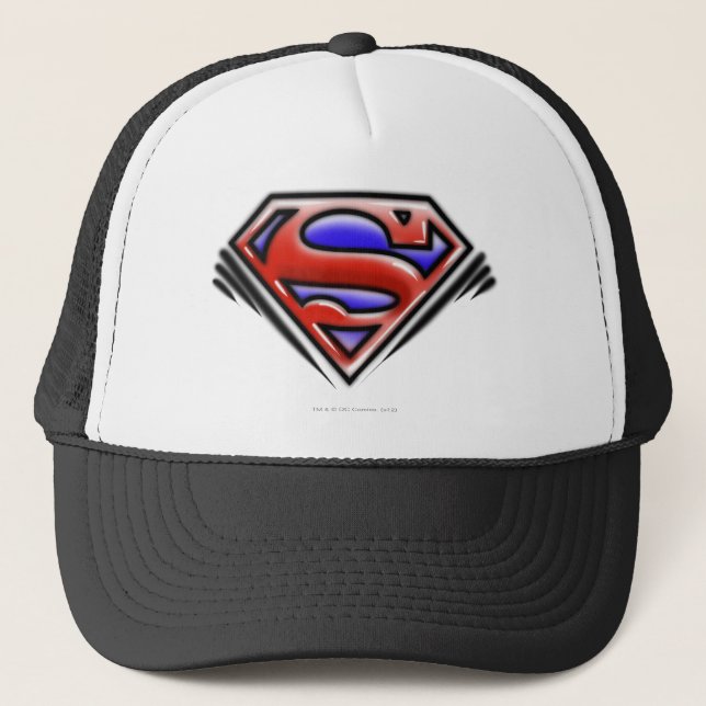 Superman S-Shield | Rotes Airbrush-Logo Truckerkappe (Vorderseite)