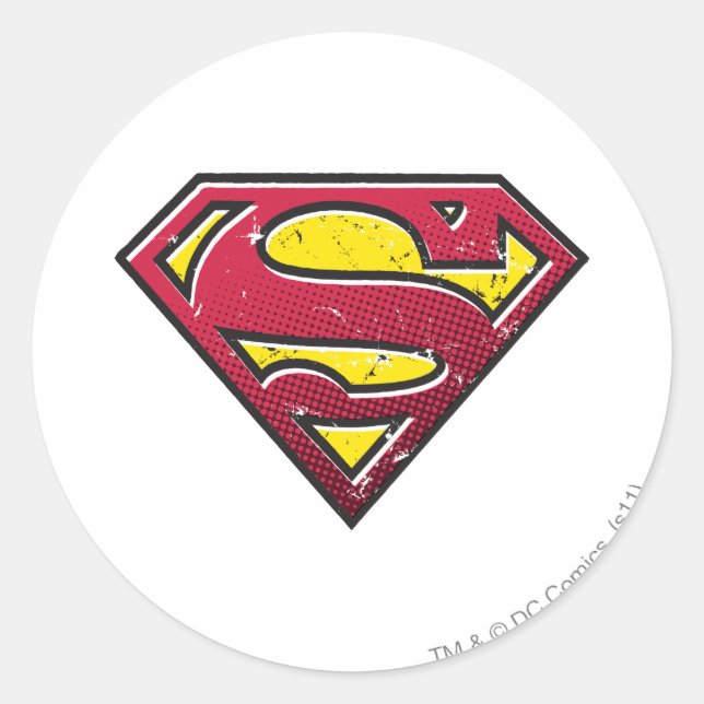 Superman S-Shield | Scratches Logo Runder Aufkleber (Vorderseite)