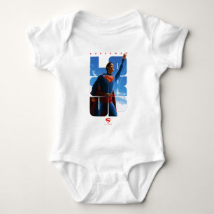 Superman schaut Pose nach oben Baby Strampler