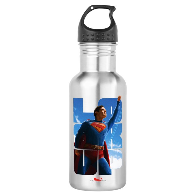 Superman schaut Pose nach oben Edelstahlflasche (Vorderseite)