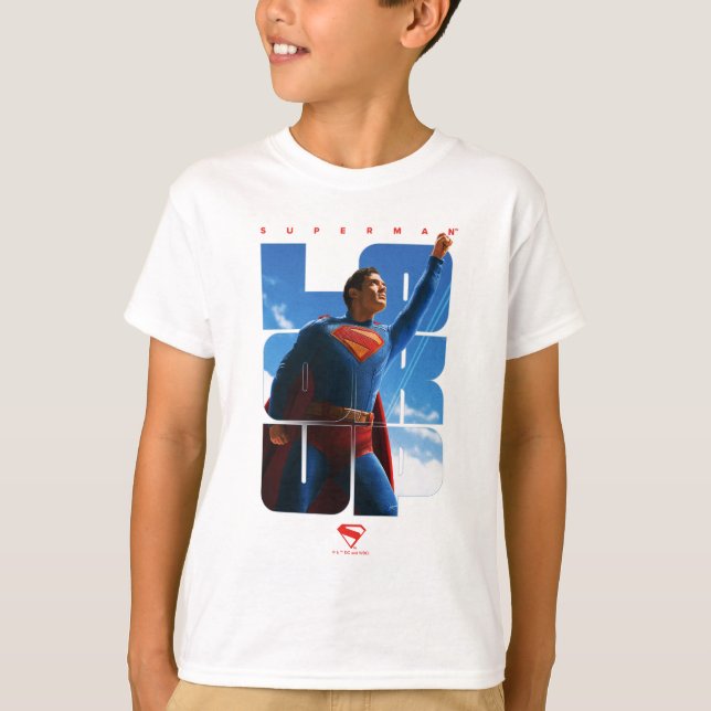Superman schaut Pose nach oben T-Shirt (Vorderseite)