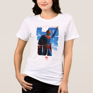 Superman schaut Pose nach oben Tri-Blend Shirt