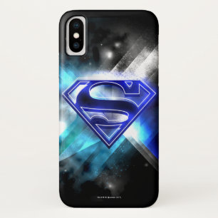 Superman Stilvoll  Blaues weißes Kristalllogo iPhone X Hülle