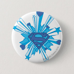 Superman Stilvoll  Blue Shield Hearts Logo Button