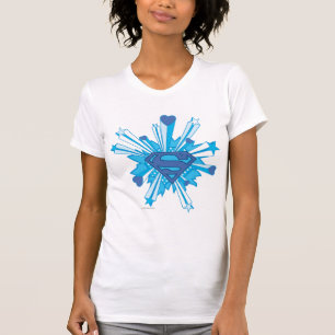 Superman Stilvoll  Blue Shield Hearts Logo T-Shirt