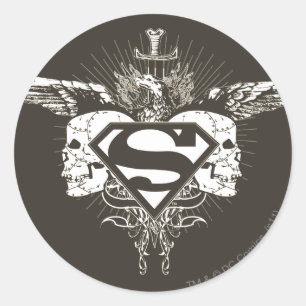 Superman Stilvoll  Dunkle Skulpturen - Logo Runder Aufkleber