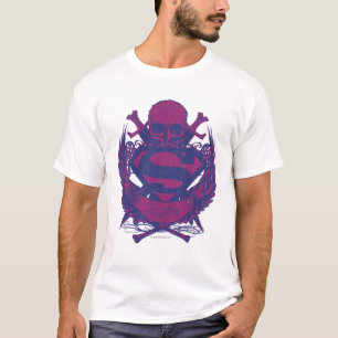 Superman Stilvoll  Lila und rosa Skull-Logo T-Shirt