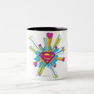Superman Stilvoll  Rosa mit Herz - Logo Zweifarbige Tasse