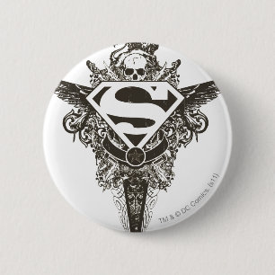 Superman Stilvoll  Sterne - und Skull - Weißes Lo Button