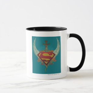 Superman Stilvoll  Wings Aquamarin Background Logo Tasse
