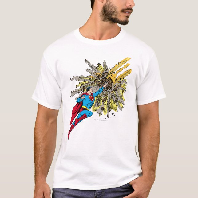 Superman Stoppt einen Meteor T-Shirt (Vorderseite)