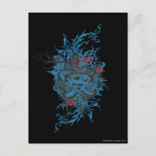 Superman Stylized   Blue Heart Red Logo Postkarte
