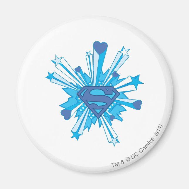 Superman Stylized | Blue Shield Hearts Logo Magnet (Vorne)