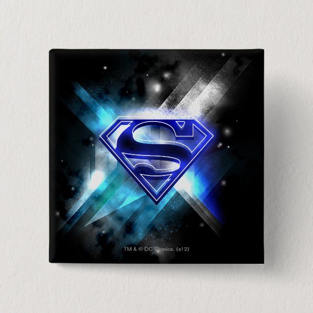 Superman Stylized | Blue White Crystal Logo Button (Vorderseite)