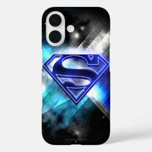 Superman Stylized Blue White Crystal Logo iPhone 16 Hülle
