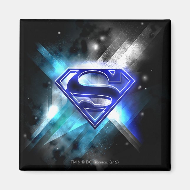 Superman Stylized | Blue White Crystal Logo Magnet (Vorne)