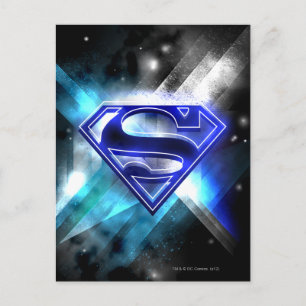 Superman Stylized   Blue White Crystal Logo Postkarte