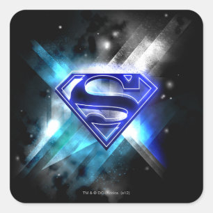 Superman Stylized   Blue White Crystal Logo Quadratischer Aufkleber