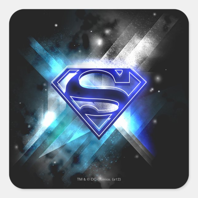 Superman Stylized | Blue White Crystal Logo Quadratischer Aufkleber (Vorderseite)