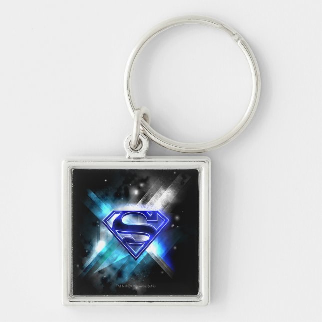 Superman Stylized | Blue White Crystal Logo Schlüsselanhänger (Vorne)