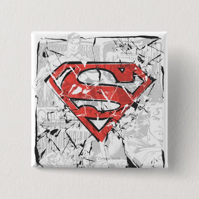 Superman Stylized | Crumpled Comic Logo Button (Vorderseite)