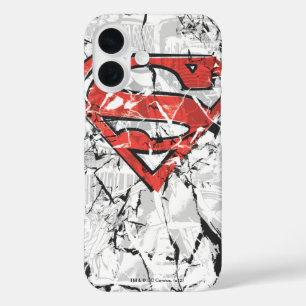 Superman Stylized Crumpled Comic Logo iPhone 16 Hülle