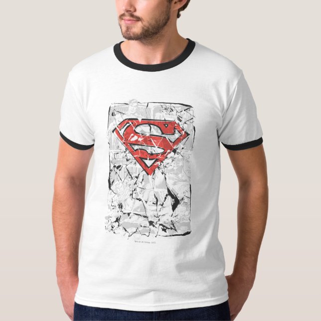 Superman Stylized | Crumpled Comic Logo T-Shirt (Vorderseite)