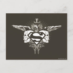 Superman Stylized   Dark Skulls Logo Postkarte