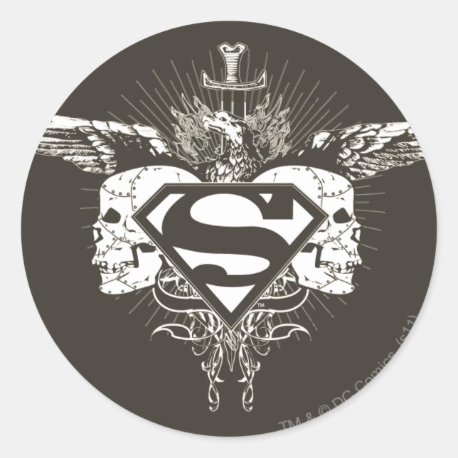 Superman Stylized | Dark Skulls Logo Runder Aufkleber (Vorderseite)