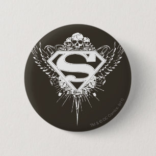 Superman Stylized   Dunkelbraunes Hintergrundlogo Button