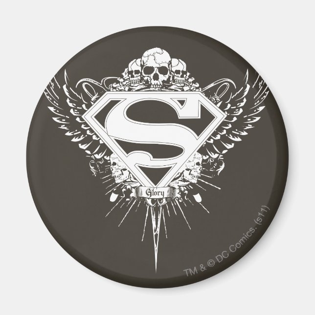Superman Stylized | Dunkelbraunes Hintergrundlogo Magnet (Vorne)